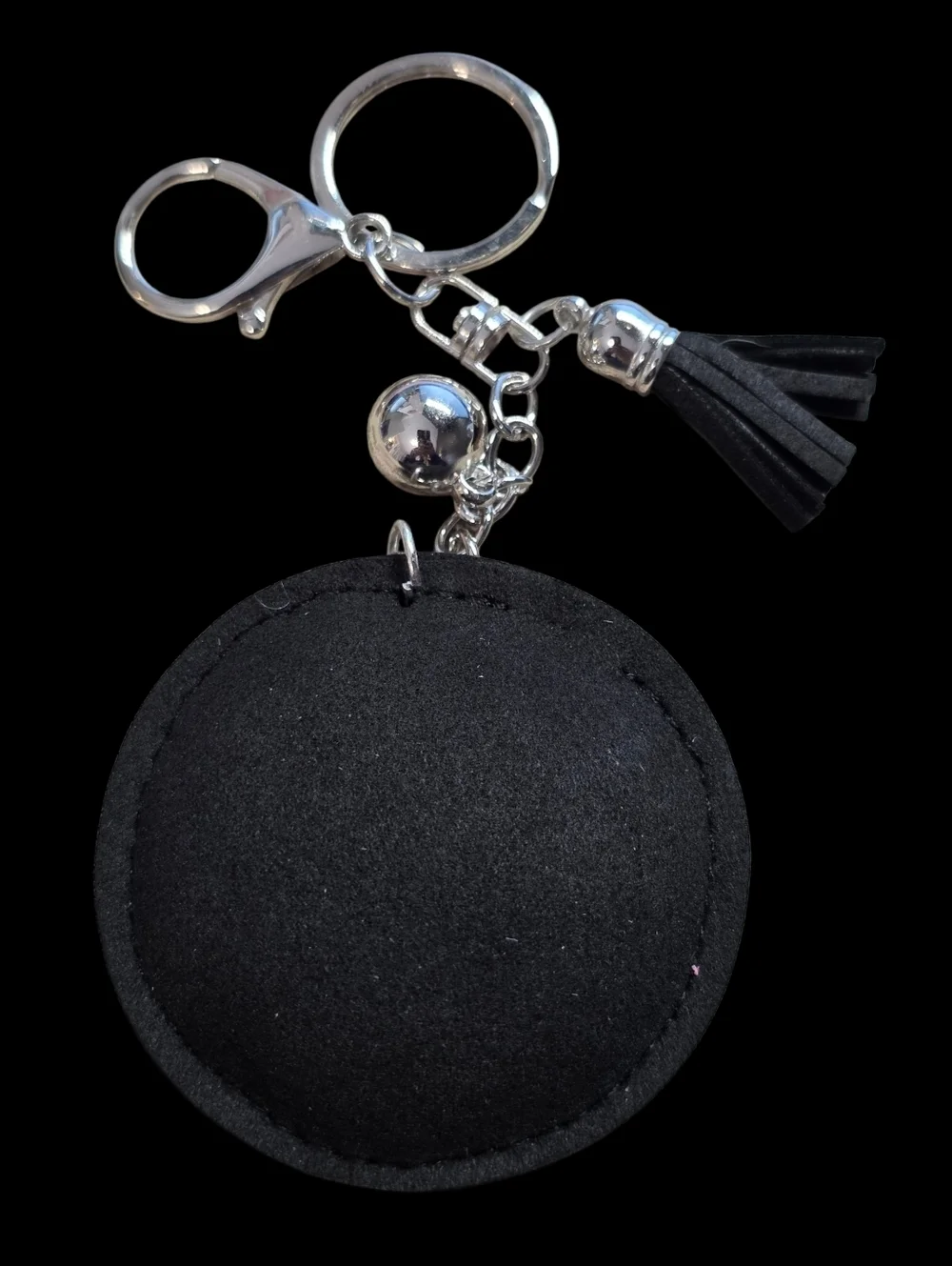 Rhinestone Soccer Ball Nag Charm Keychain with Tassel - Black & Royal Blue